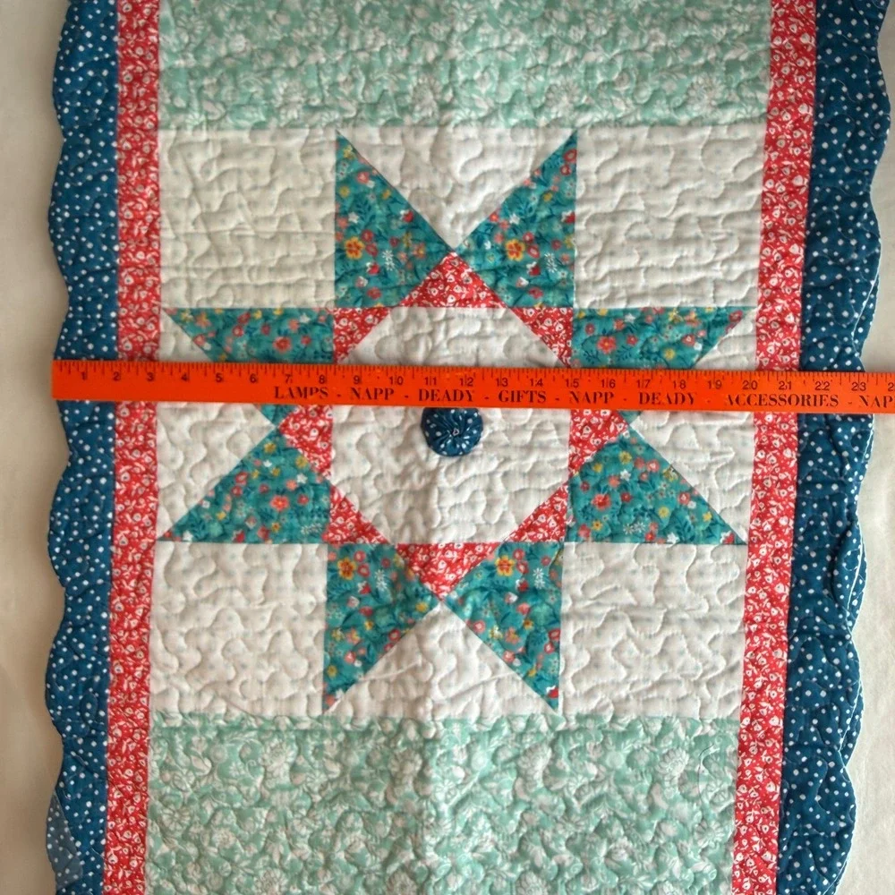Pioneer Woman Vintage Star Set‎ of 2 King Size Bed Shams Aqua Blue Quilt Pattern